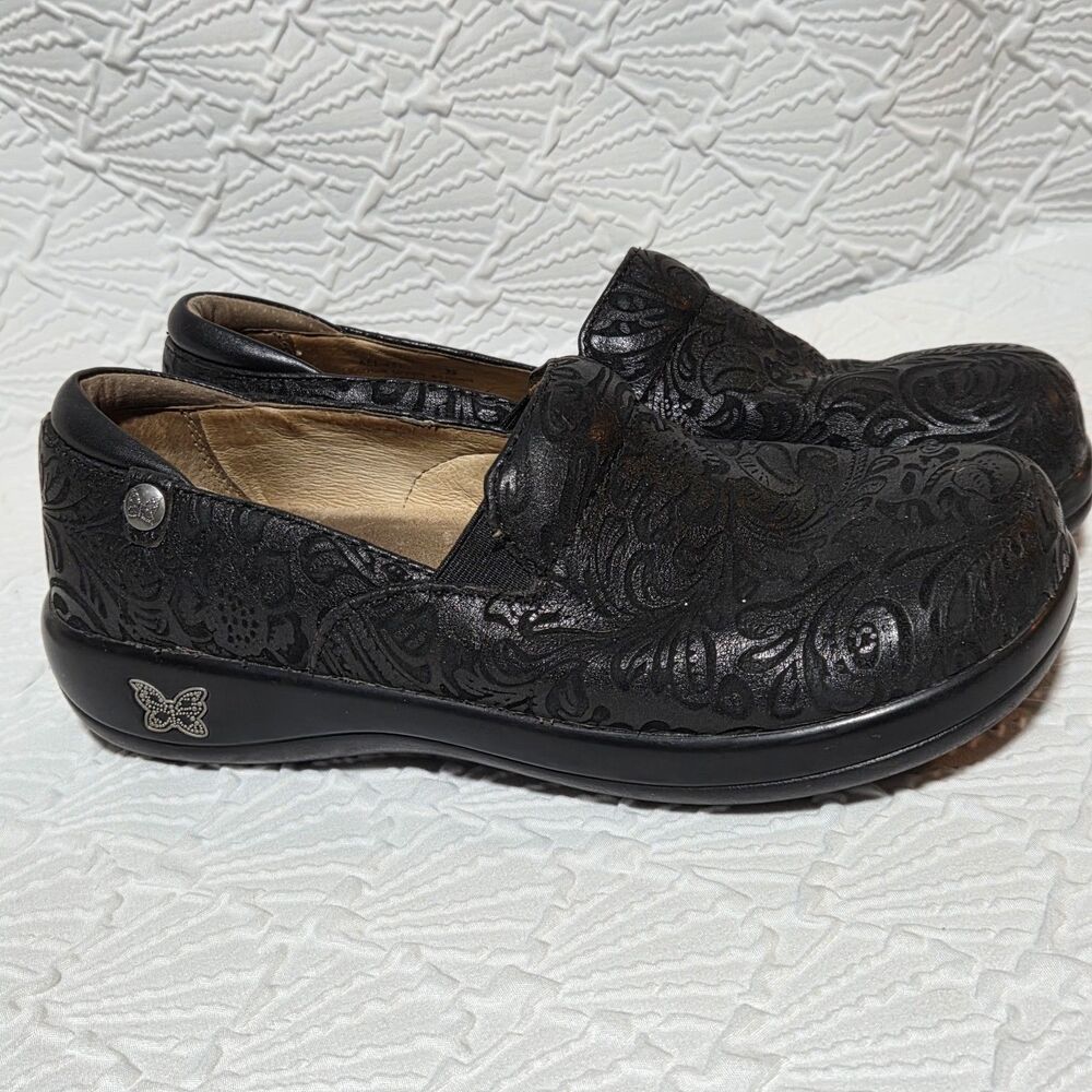 Alegria Shoes Womens 39 Keli PRO Emboss Paisley Professional Clogs KEL-431 Black